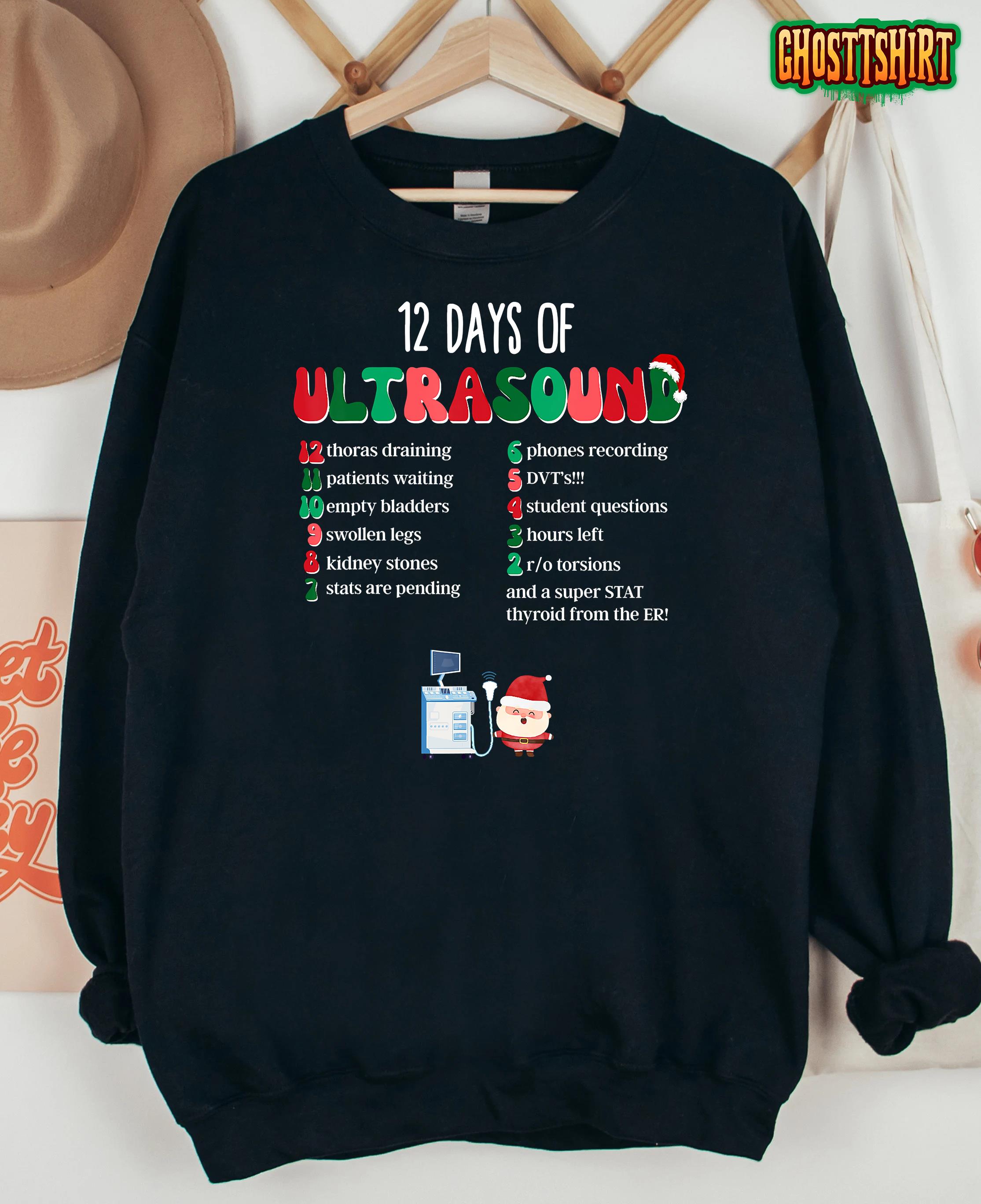 12 Days Of Ultrasound Tech Sonographer Christmas Women Men T-Shirt