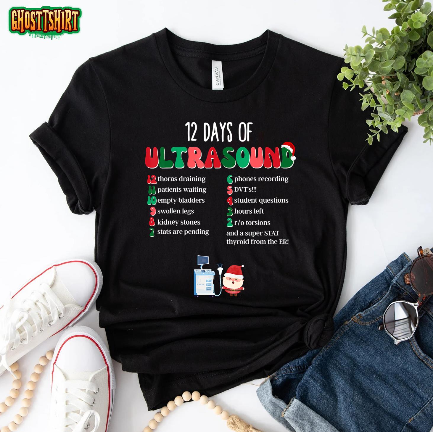 12 Days Of Ultrasound Tech Sonographer Christmas Women Men T-Shirt