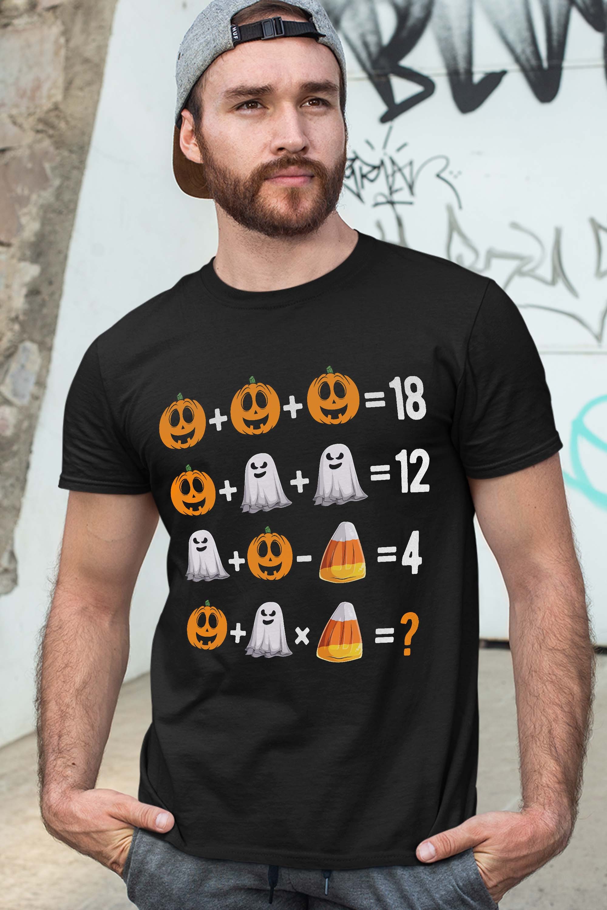 2022 Halloween Order of Operations Quiz Math Teacher Pumpkin Ghost Candy Funny T-Shirt