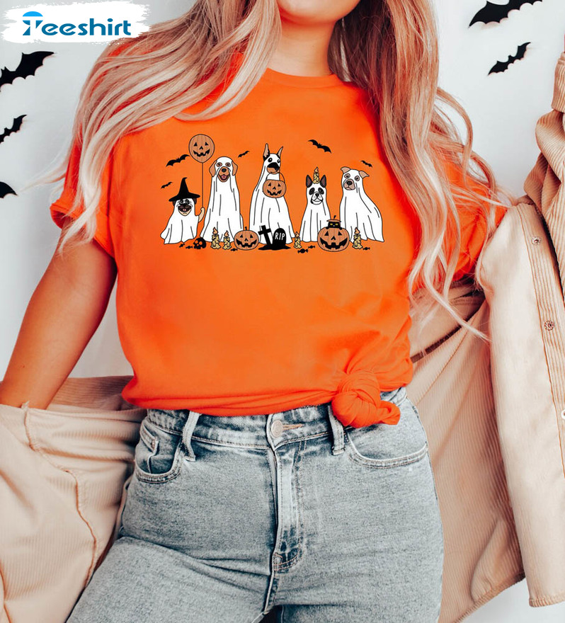 2023 Happy Halloween Shirt, Ghost Dog Unisex T-shirt Sweater 2023 Happy Halloween Shirt, Ghost Dog Unisex T-shirt Sweater