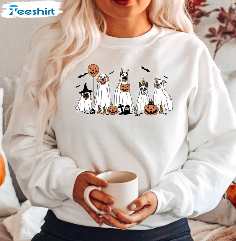 2023 Happy Halloween Shirt, Ghost Dog Unisex T-shirt Sweater