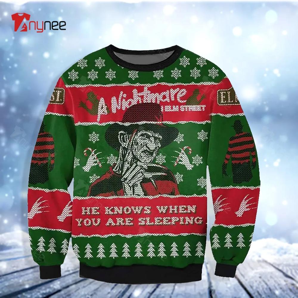 A Nightmare On Elm Street Knitting Pattern 3D Print Ugly Christmas Sweater- Best Christmas Gifts 2023