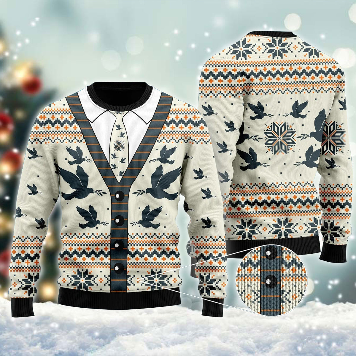 A Silhouette Of Flying Pigeon Cardigan Ugly Sweater – Best Christmas Gifts 2023