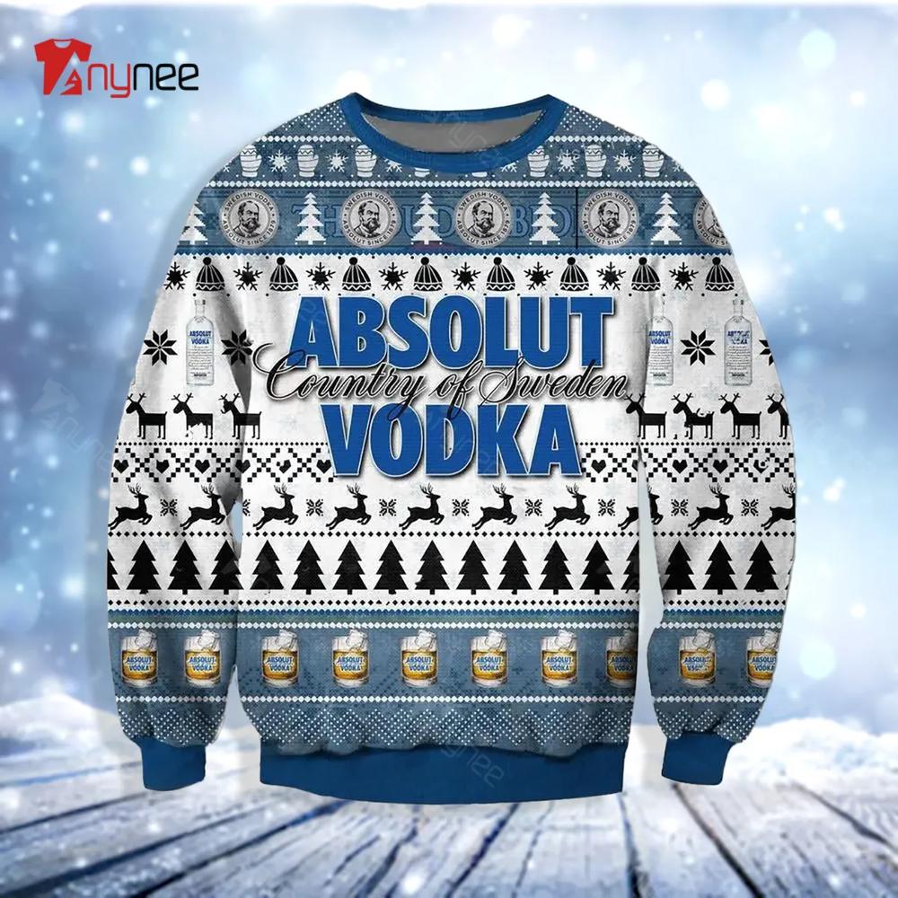 Absolut Vodka Country Of Sweden Ugly Christmas Sweater- Best Christmas Gifts 2023