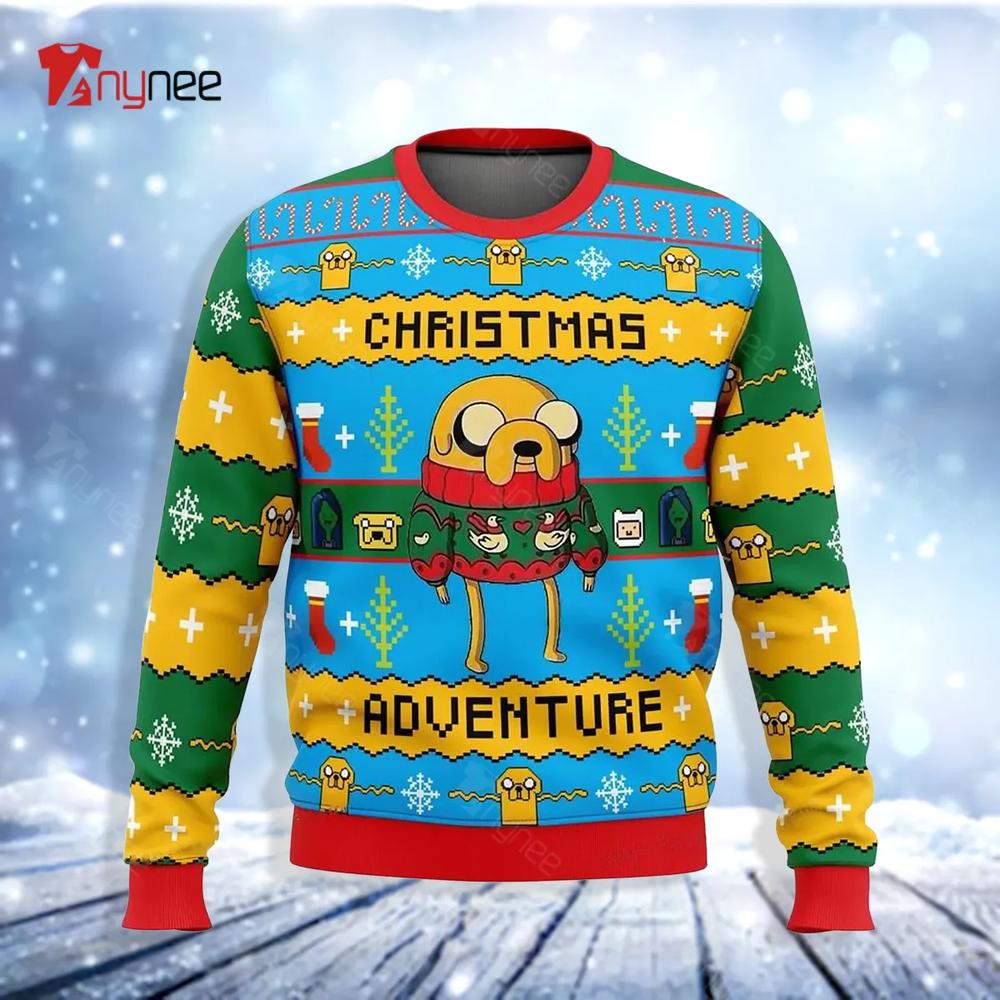 Adventure Time Ugly Sweater Jake The Dog Ugly Christmas Sweater- Best Christmas Gifts 2023