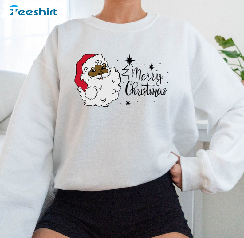 African American Santa Claus Shirt, Merry Christmas Sweatshirt Hoodie