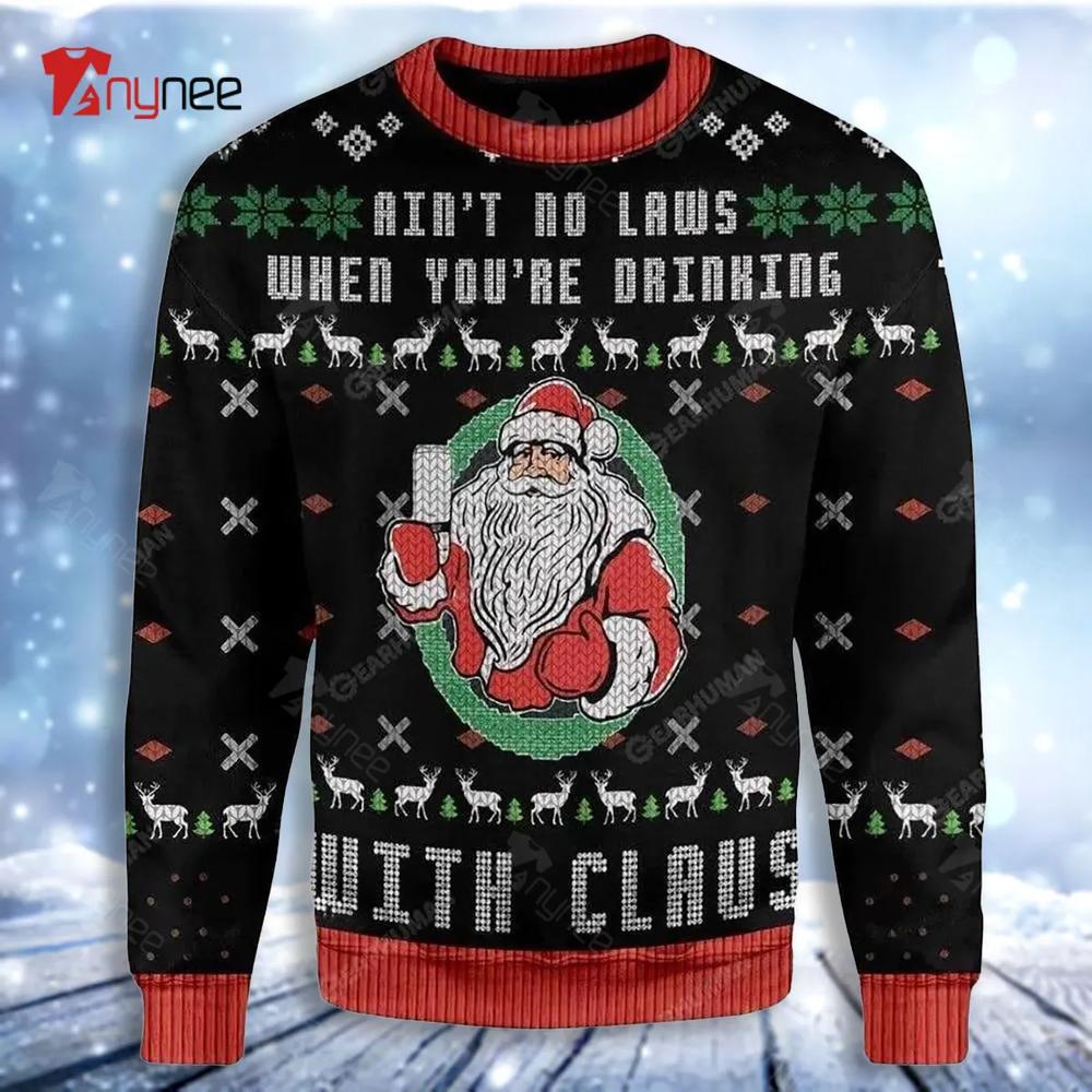 Ai Not No Law When Drinking With Claws Ugly Christmas Sweater- Best Christmas Gifts 2023