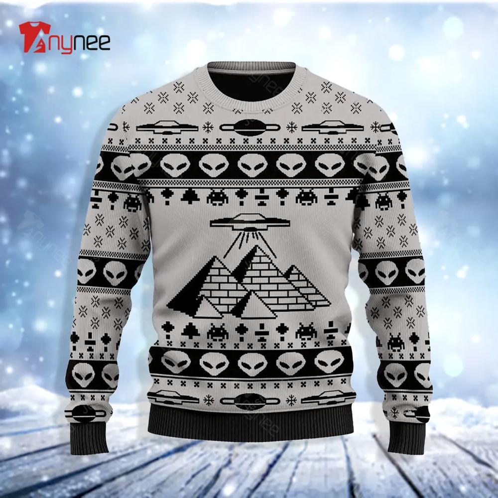 Alien Ancient Pyramid Ugly Christmas Sweater- Best Christmas Gifts 2023