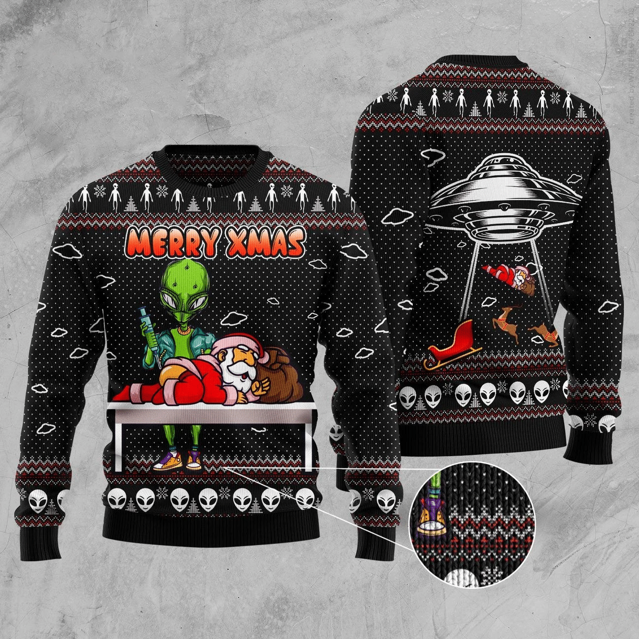 Alien Merry Xmas Ugly Christmas Sweater | For Men & Women | Adult | US3075- Best Christmas Gifts 2023