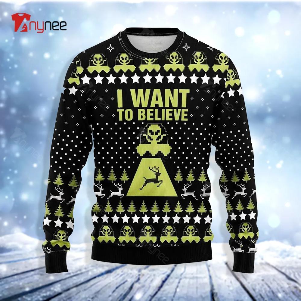 Alien Want To Believe Ugly Christmas Sweater- Best Christmas Gifts 2023