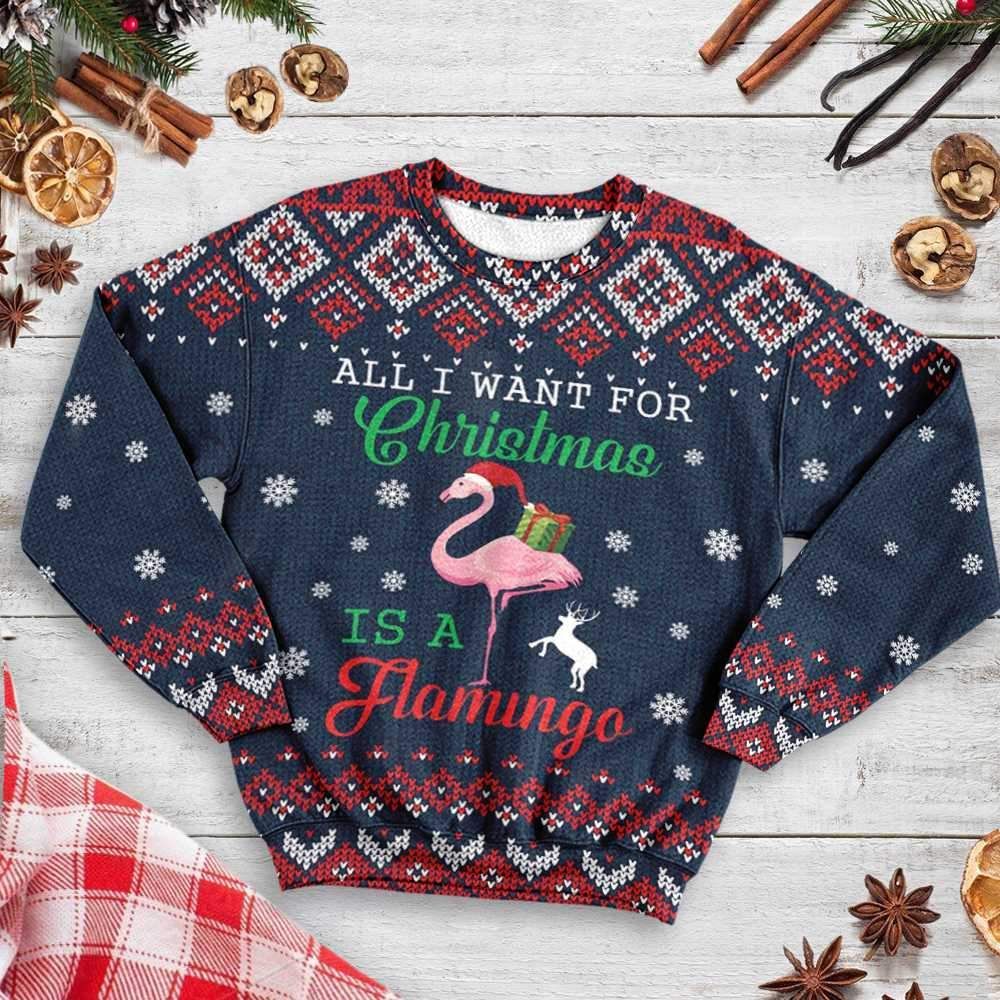 All I Want For Christmas is A Flamingo Ugly Christmas Sweater | For Men & Women | Adult | US3198- Best Christmas Gifts 2023