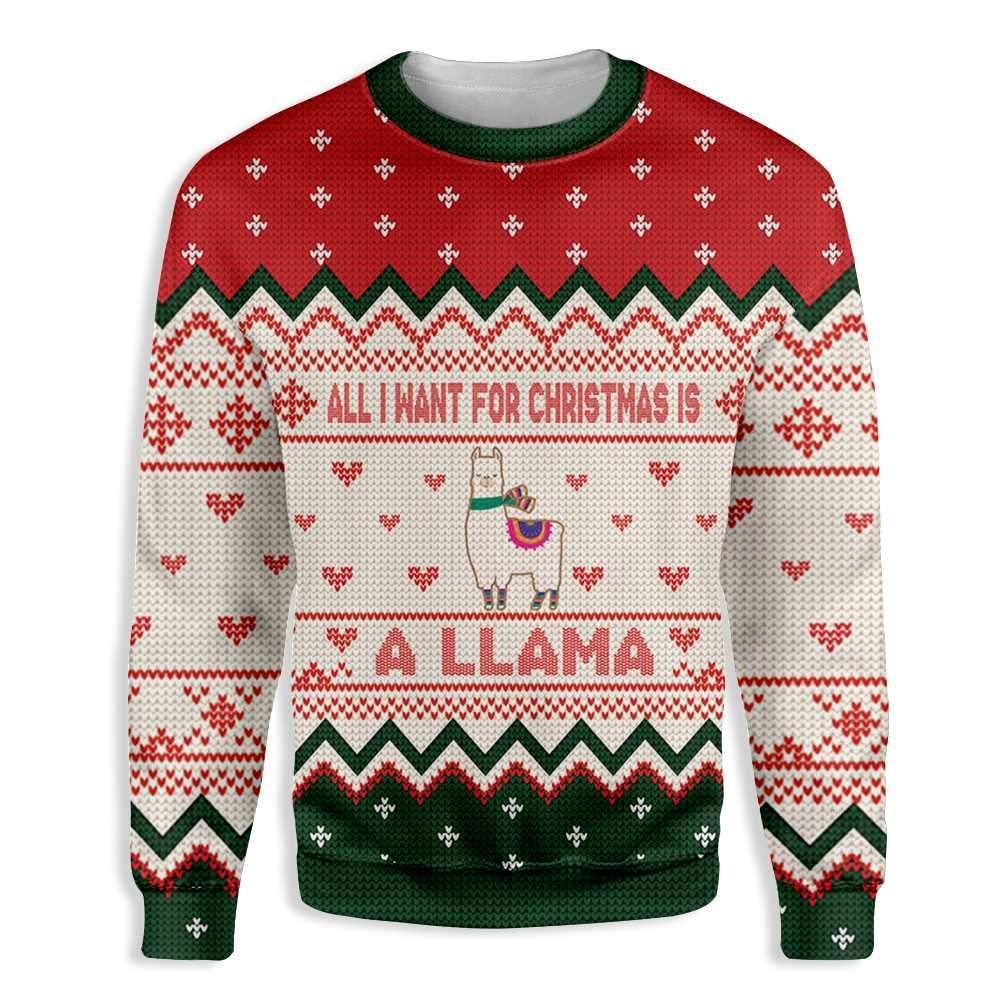 All I Want For Christmas Is A Llama Ugly Christmas Sweater | For Men & Women | Adult | US3195- Best Christmas Gifts 2023