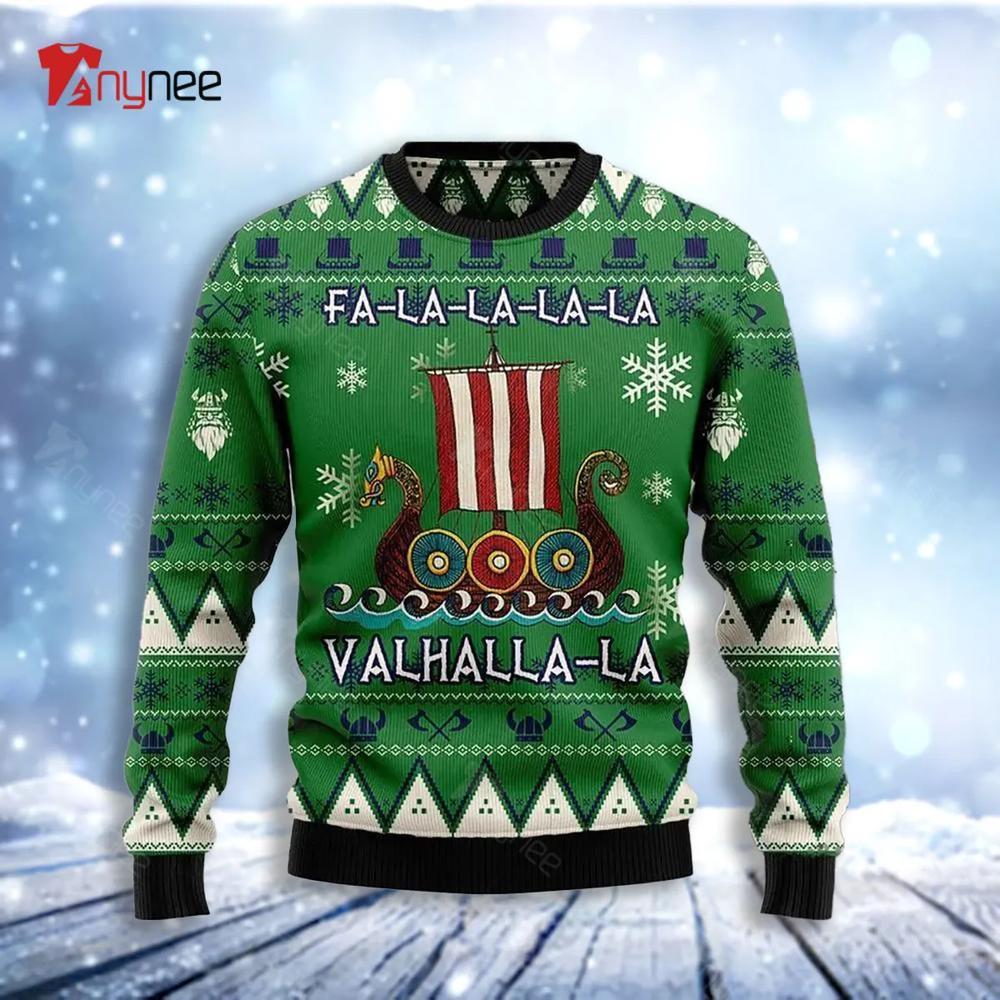 Amazing Viking Boat Valhalla La La Ugly Christmas Sweater- Best Christmas Gifts 2023