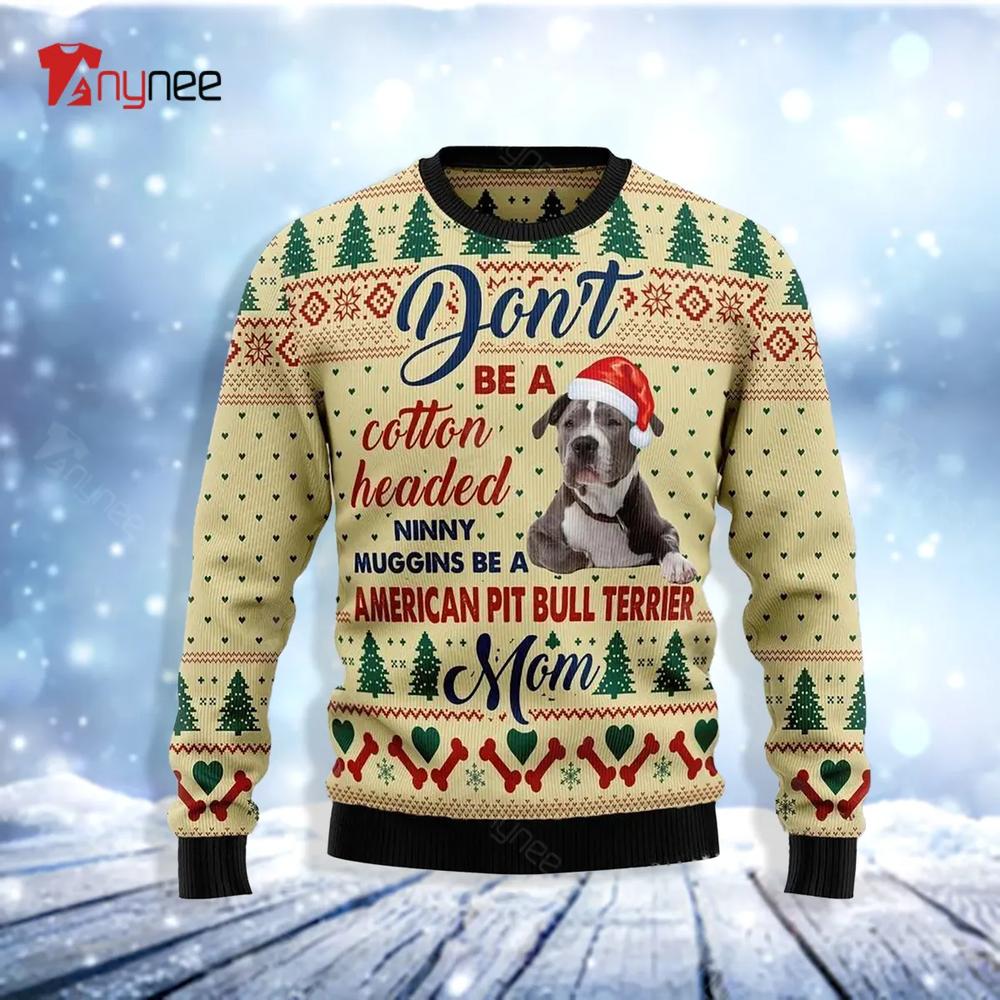 American Pit Bull Terrier Mom Ugly Christmas Sweater- Best Christmas Gifts 2023