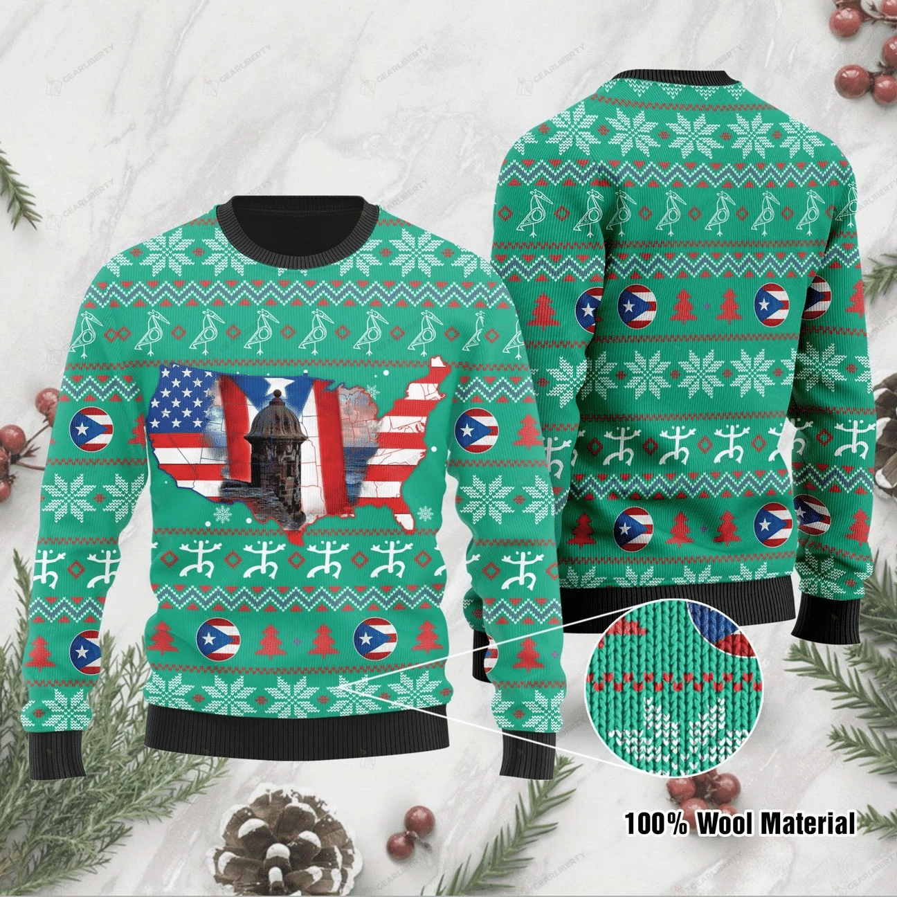 American Puerto Rico Ugly Christmas Sweater | For Men & Women | Adult | US1238- Best Christmas Gifts 2023