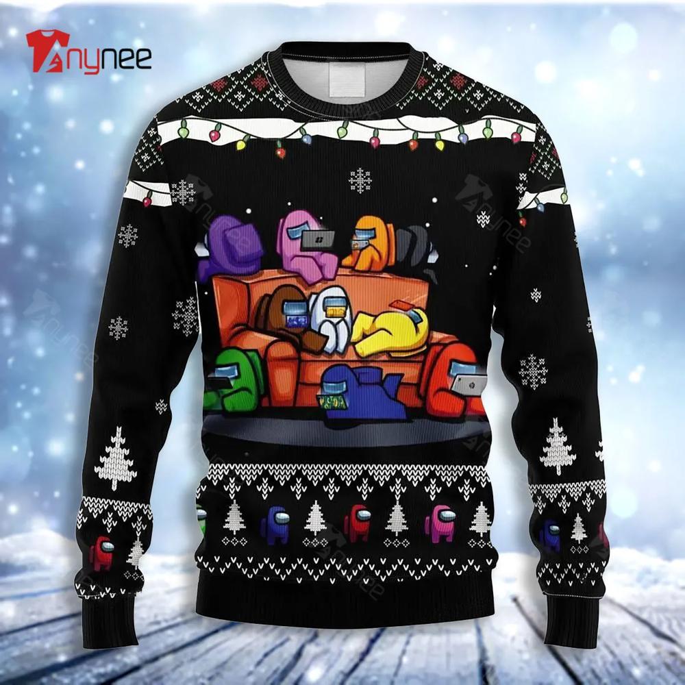 Among Us Black Ugly Christmas Sweater- Best Christmas Gifts 2023