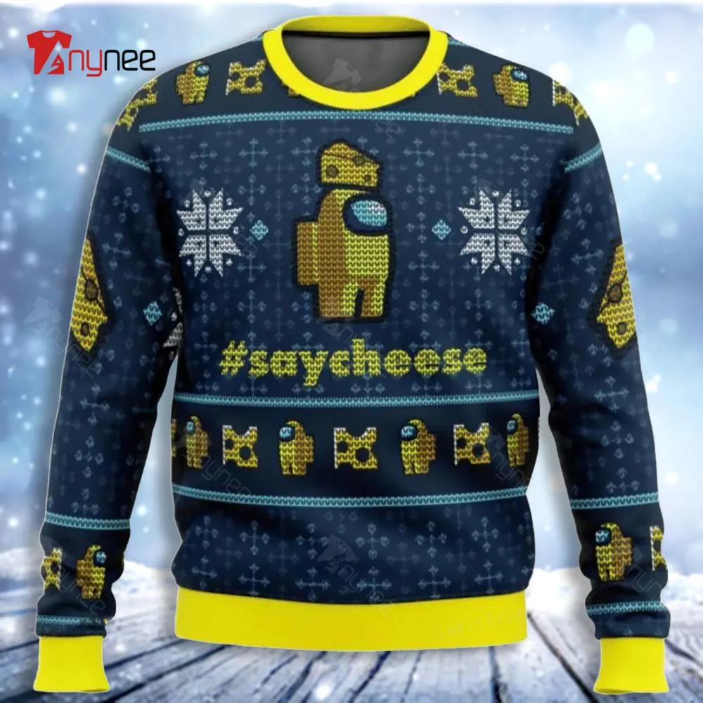 Among Us Say Cheese Among Us Gift Fan Womens Ugly Christmas Sweater- Best Christmas Gifts 2023