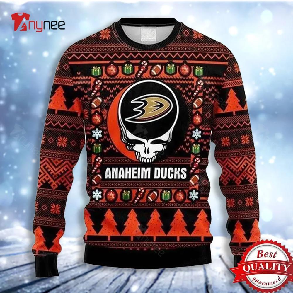 Anaheim Duck Grateful Dead Ugly Christmas Sweater- Best Christmas Gifts 2023