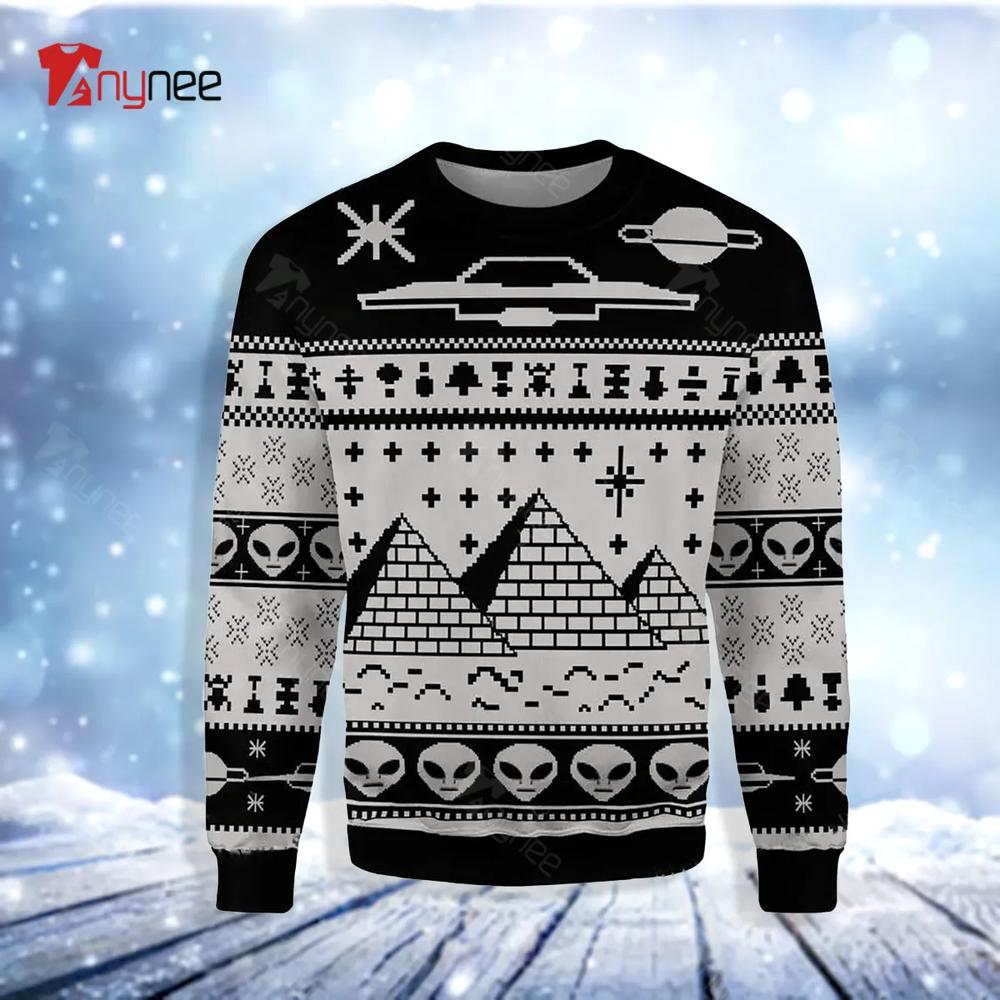 Ancient Pyramid Alien Ugly Christmas Sweater- Best Christmas Gifts 2023