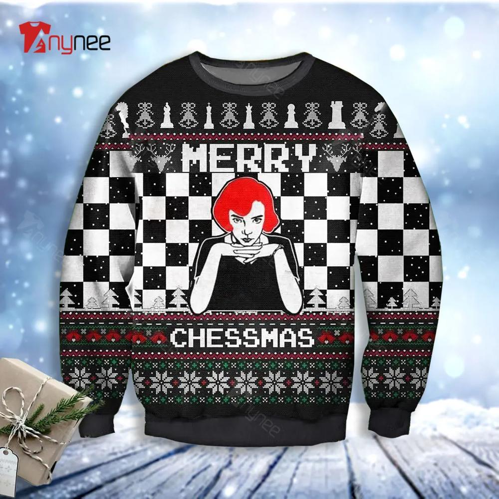 Anya Taylor-Joy The Queen Is Gambit Merry Chessmas Ugly Christmas Sweater- Best Christmas Gifts 2023