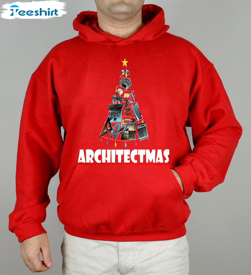 Architectmas Sweatshirt, Christmas Tree Unisex Hoodie Long Sleeve