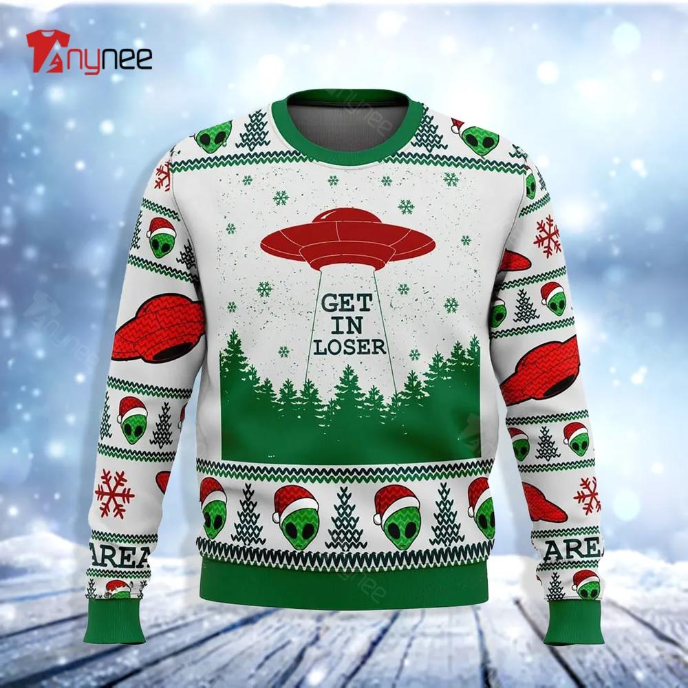 Area 51 Alien Get In Loser Ugly Christmas Sweater- Best Christmas Gifts 2023