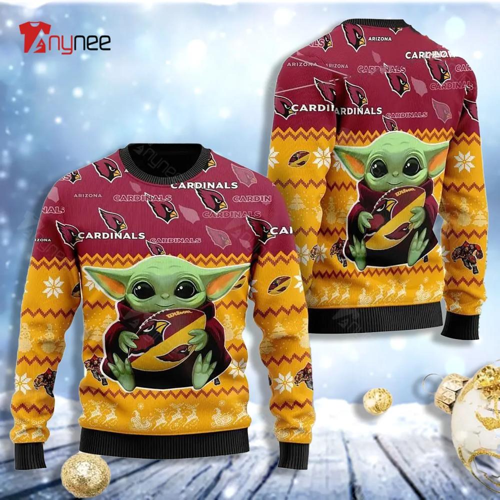 Arizona Cardinal Baby Yoda For American Football Fans Ugly Christmas Sweater- Best Christmas Gifts 2023