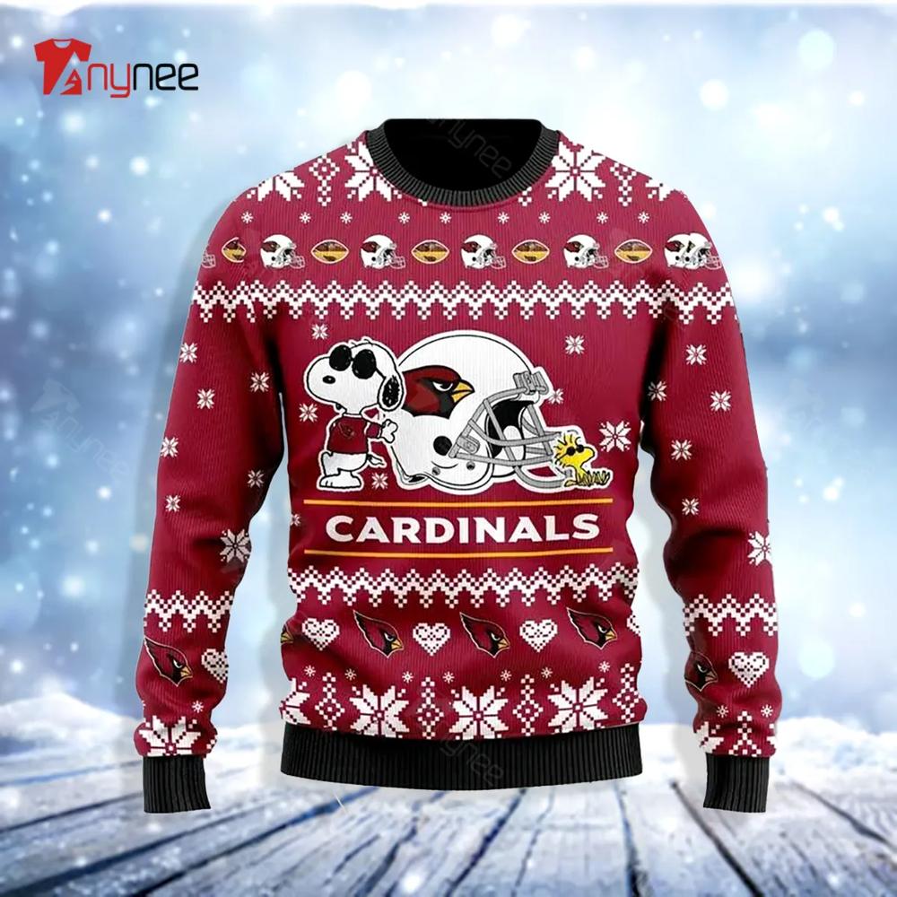 Arizona Cardinal Cute The Snoopy Show Football Helmet Ugly Christmas Sweater- Best Christmas Gifts 2023