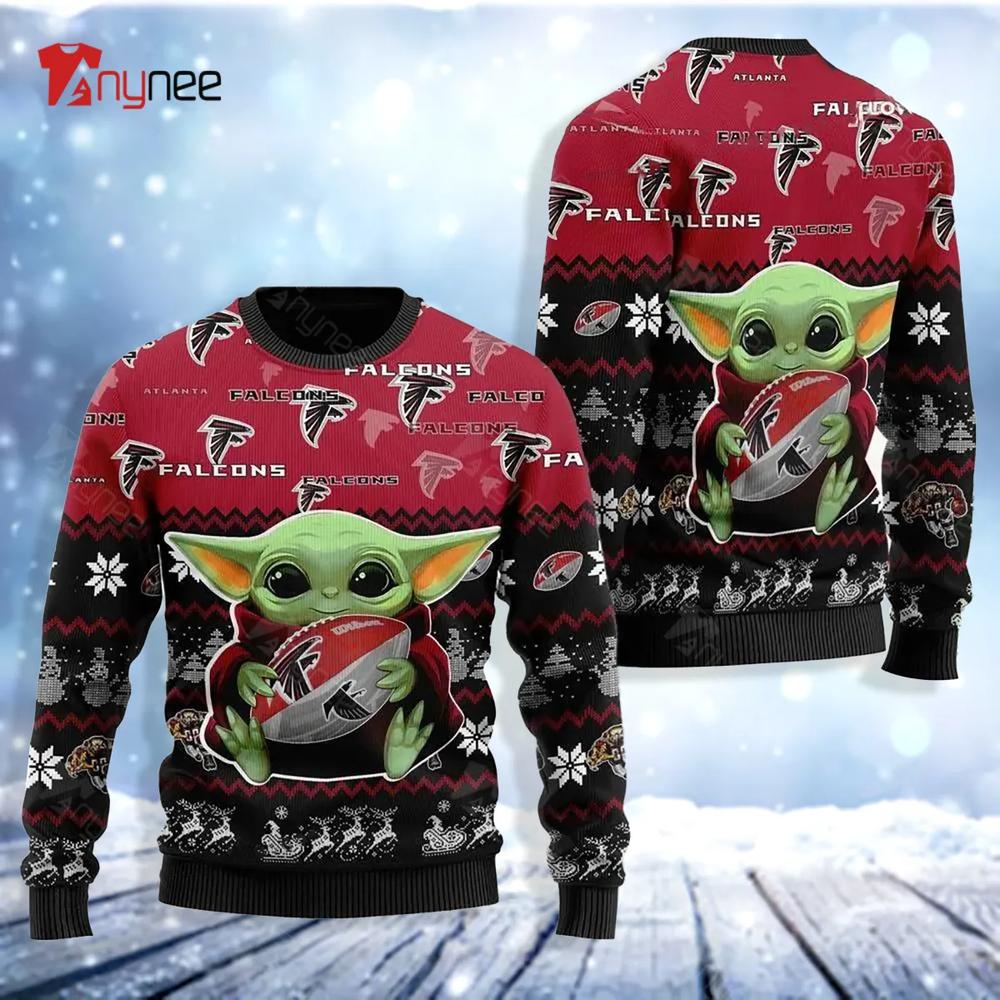 Atlanta Falcon Baby Yoda For American Football Fans Ugly Christmas Sweater- Best Christmas Gifts 2023