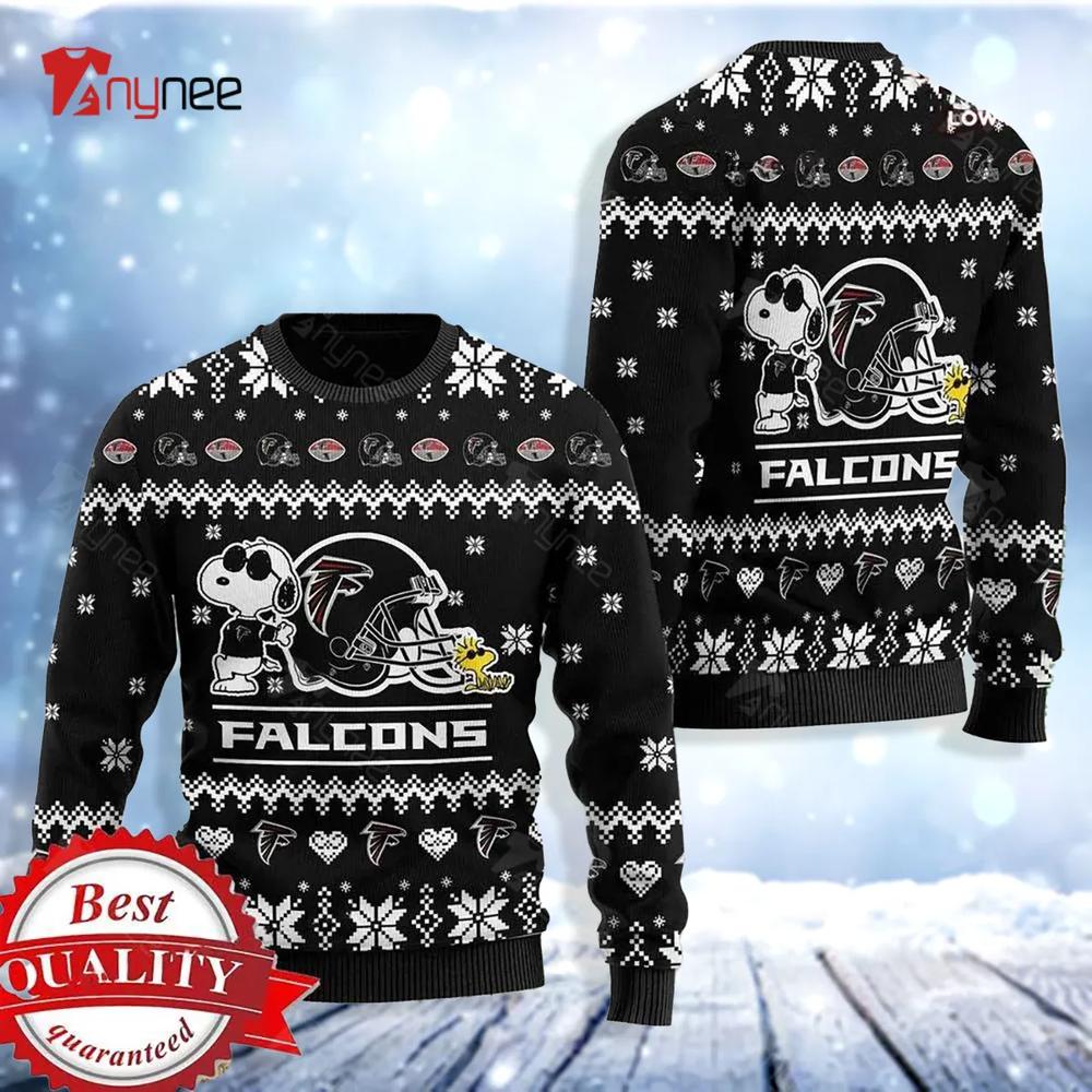 Atlanta Falcon Cute The Snoopy Show Football Helmet Womens Ugly Christmas Sweater- Best Christmas Gifts 2023