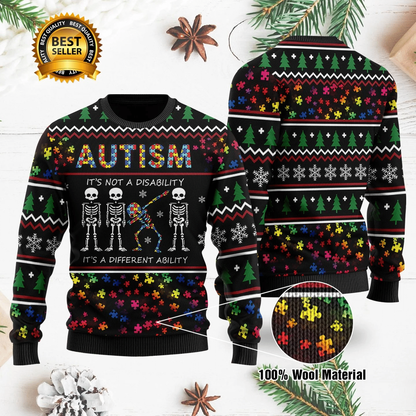 Autism It’s Not A Disability Ugly Christmas Sweater | For Men & Women | Adult | US1629- Best Christmas Gifts 2023