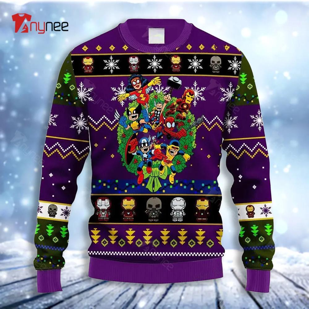 Avengers Purple Ugly Christmas Sweater- Best Christmas Gifts 2023