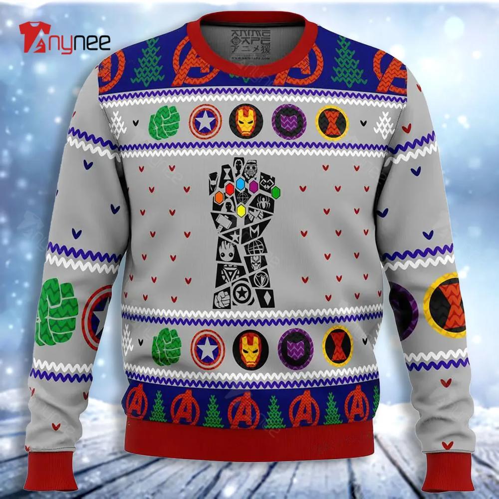 Avengers Thanos Gauntlet Marvel Ugly Christmas Sweater- Best Christmas Gifts 2023