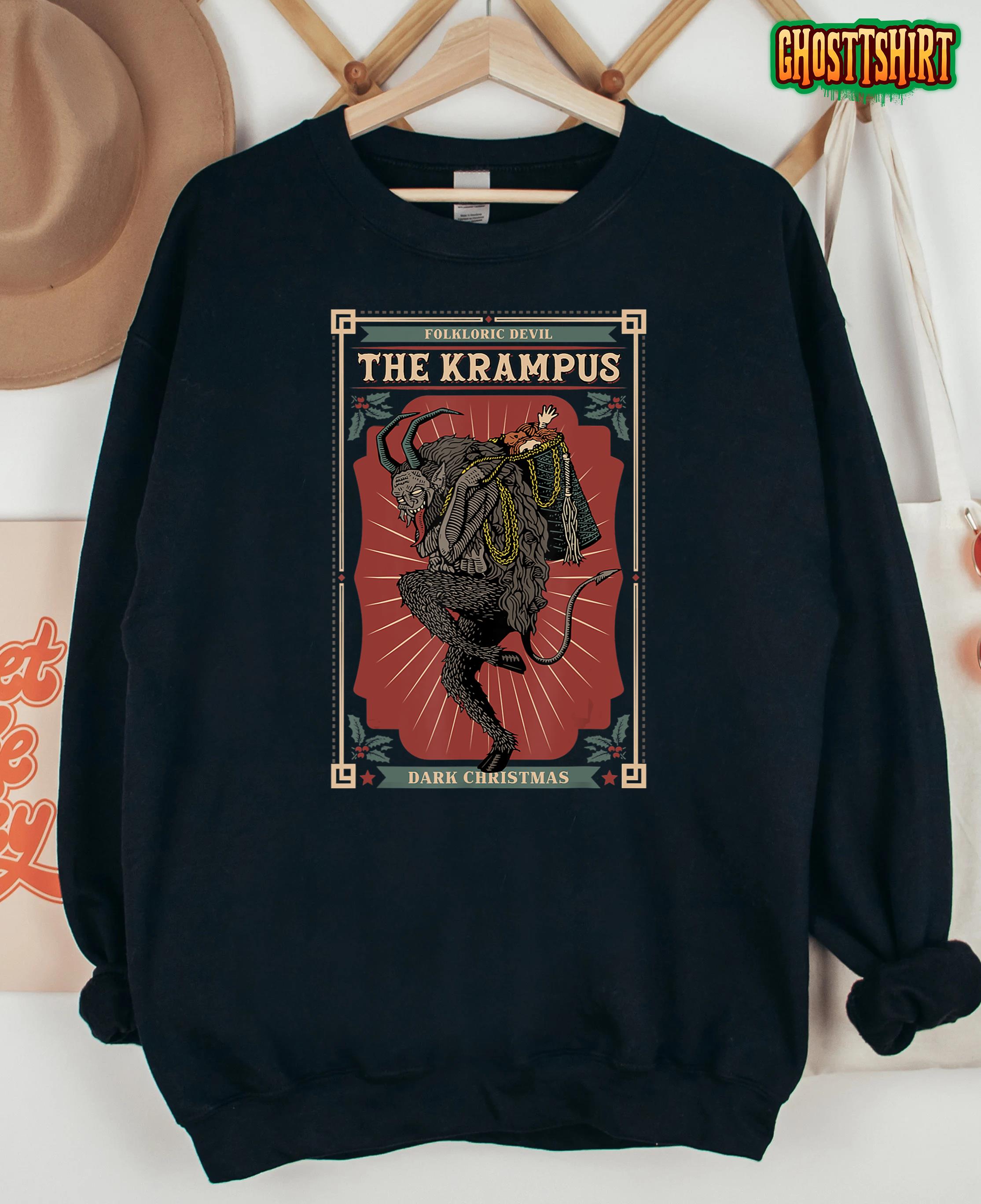 Awesome Folkloric Devil Krampus Vintage Tarot Dark Christmas T-Shirt