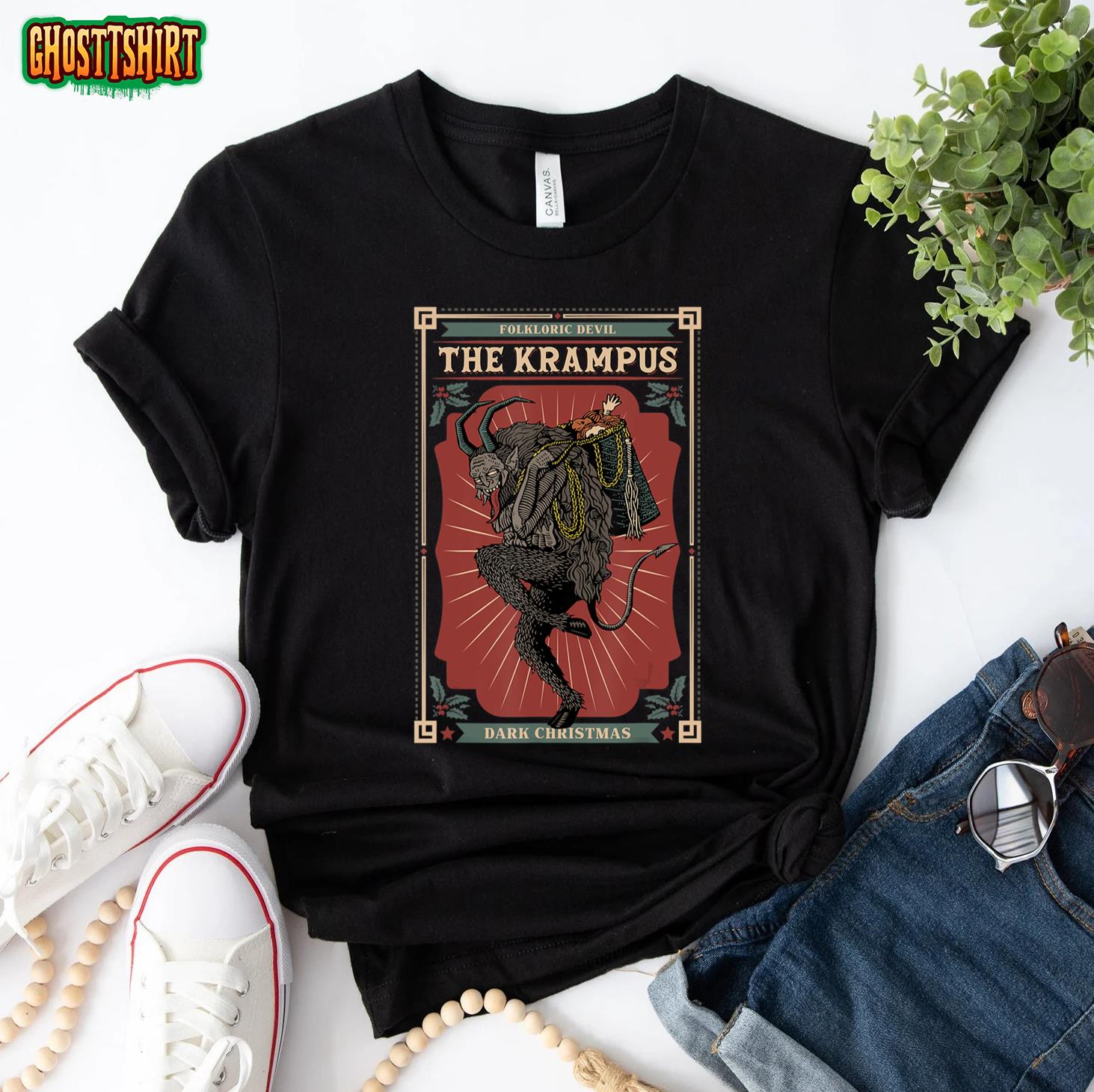 Awesome Folkloric Devil Krampus Vintage Tarot Dark Christmas T-Shirt