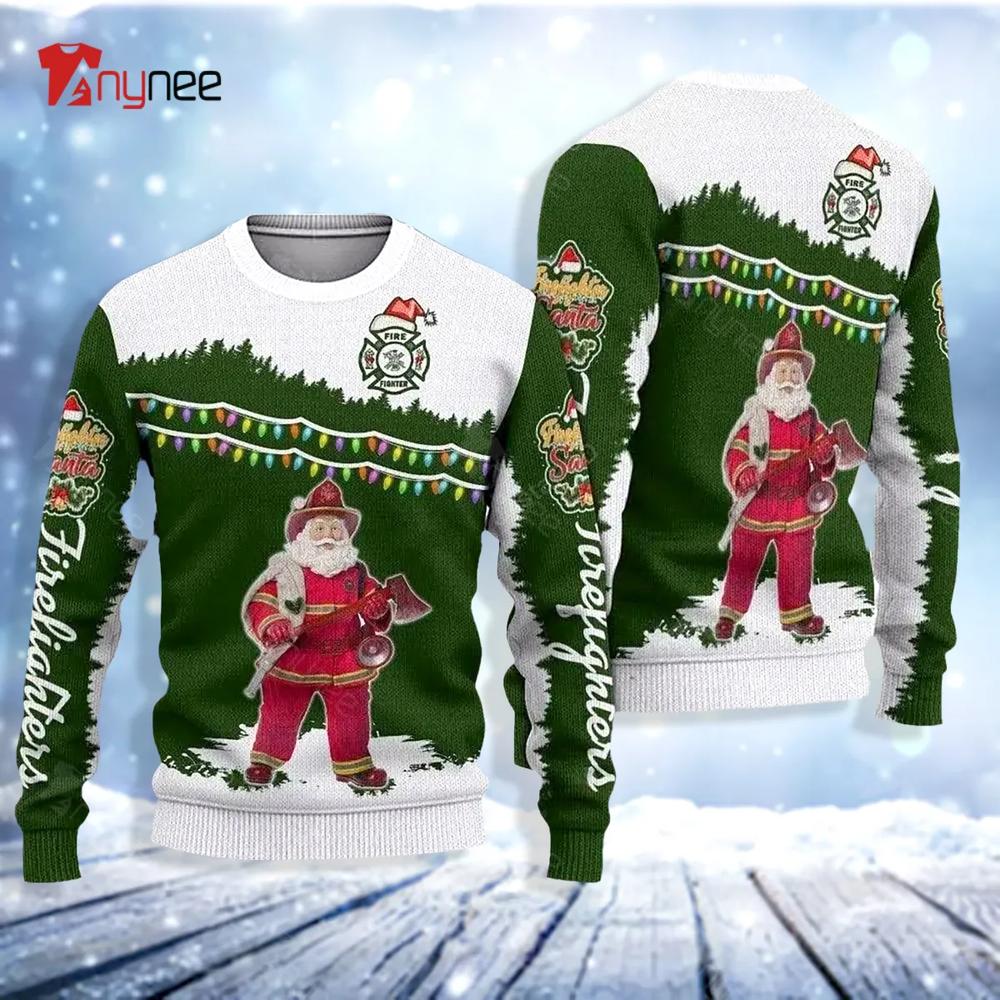 Awesome Santa Firefighter Ugly Christmas Sweater- Best Christmas Gifts 2023