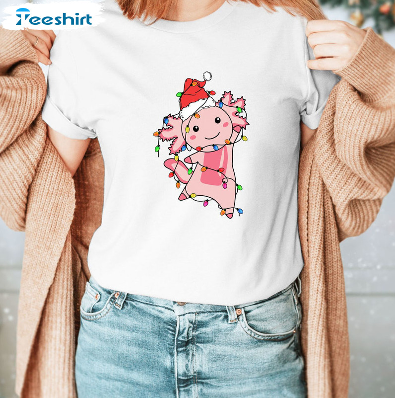 Axolotl Christmas Light Shirt, Dog Owners Unisex Hoodie Short Sleeve