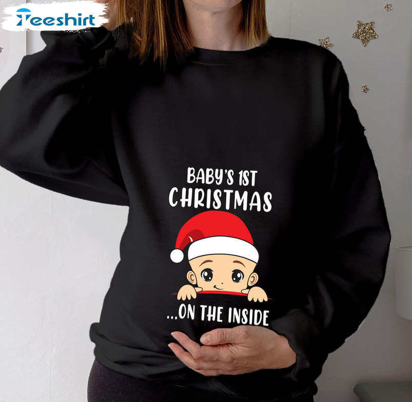 Baby 1st Christmas On The Inside Trending Short Sleeve Sweatshirt