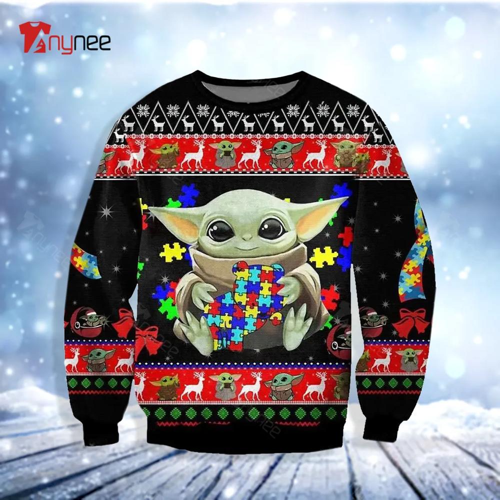 Baby Yoda And Autism Awareness Ugly Christmas Sweater- Best Christmas Gifts 2023