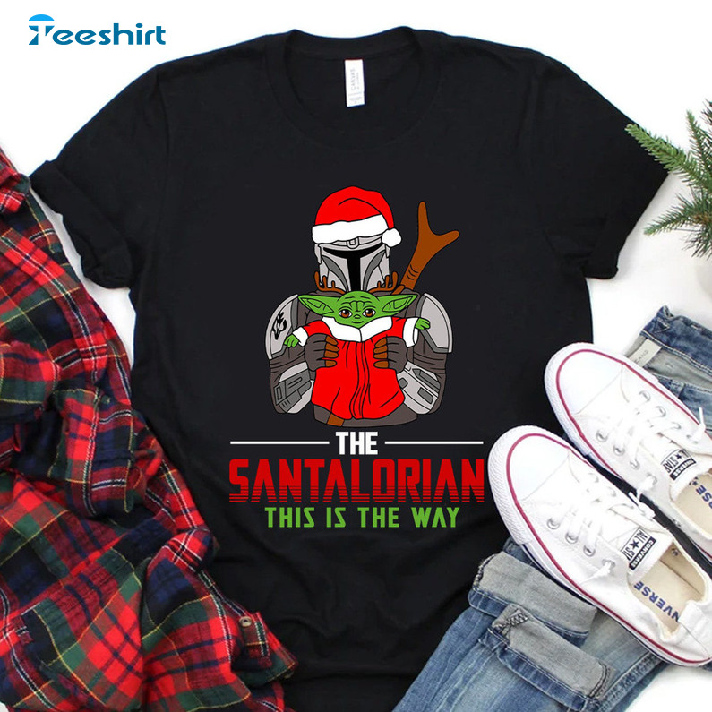 Baby Yoda And Santalorian This Is The Way Shirt, Star Wars Christmas Unisex T-shirt Tee Tops