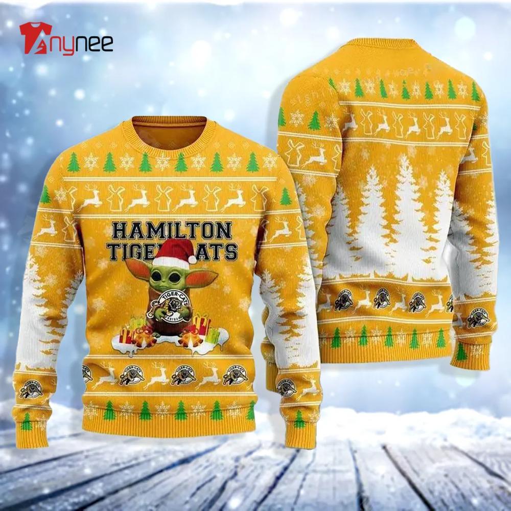 Baby Yoda Hamilton Tiger Cats Ugly Christmas Sweater- Best Christmas Gifts 2023