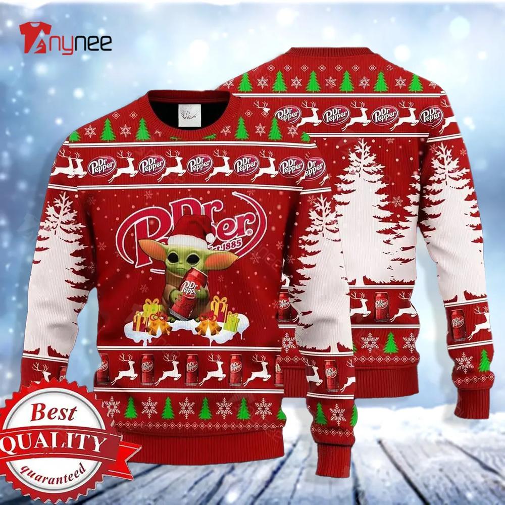 Baby Yoda Hug Dr Pepper Ugly Christmas Sweater- Best Christmas Gifts 2023