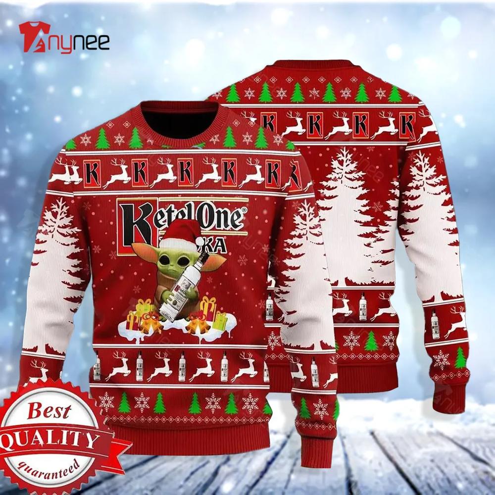 Baby Yoda Hug Ketel One Ugly Christmas Sweater- Best Christmas Gifts 2023