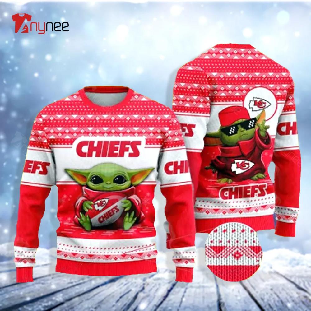 Baby Yoda Kansas City Chiefs Ugly Christmas Sweater- Best Christmas Gifts 2023