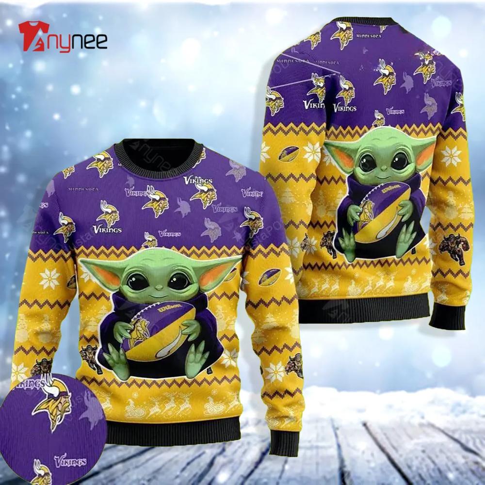 Baby Yoda Minnesota Vikings Ugly Christmas Sweater- Best Christmas Gifts 2023