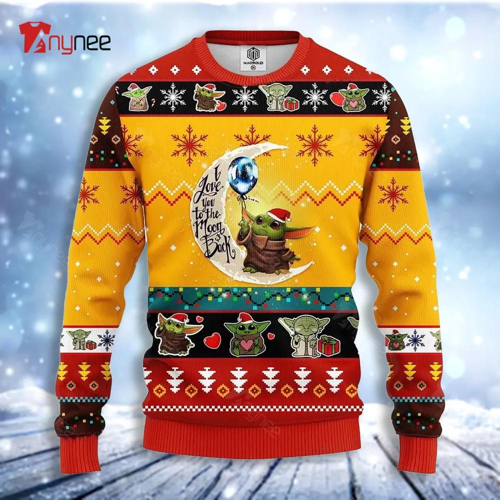 Baby Yoda Moon And Back Cute Ugly Christmas Sweater- Best Christmas Gifts 2023