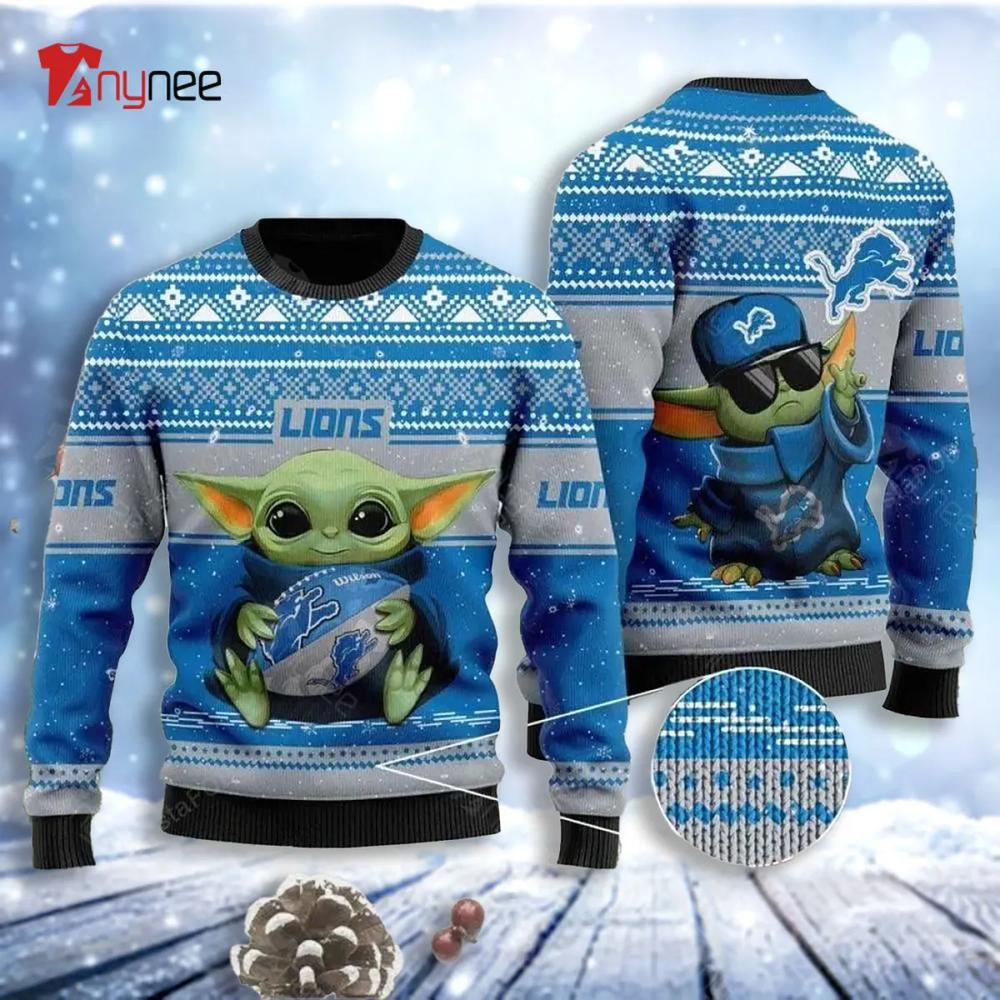 Baby Yoda Nfl Detroit Lions Ugly Christmas Sweater- Best Christmas Gifts 2023