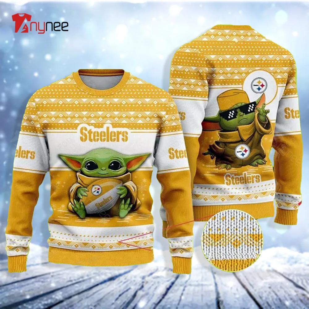 Baby Yoda Nfl Pittsburgh Steelers Ugly Christmas Sweater- Best Christmas Gifts 2023