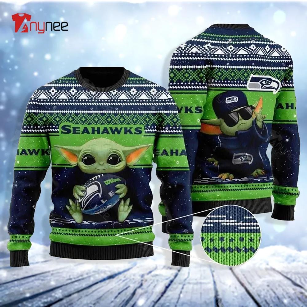 Baby Yoda Nfl Seattle Seahawks Ugly Christmas Sweater- Best Christmas Gifts 2023