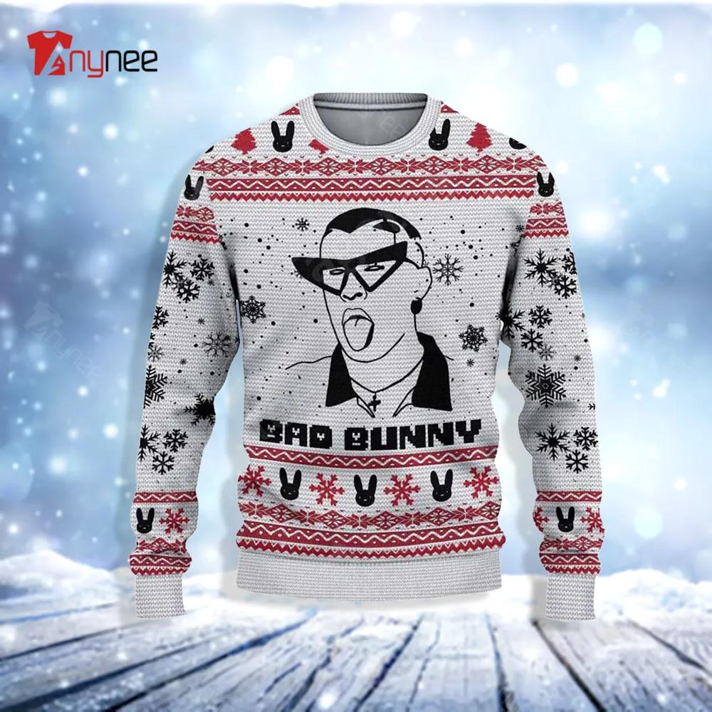 Bad Bunny Hoodie Ugly Christmas Sweater- Best Christmas Gifts 2023